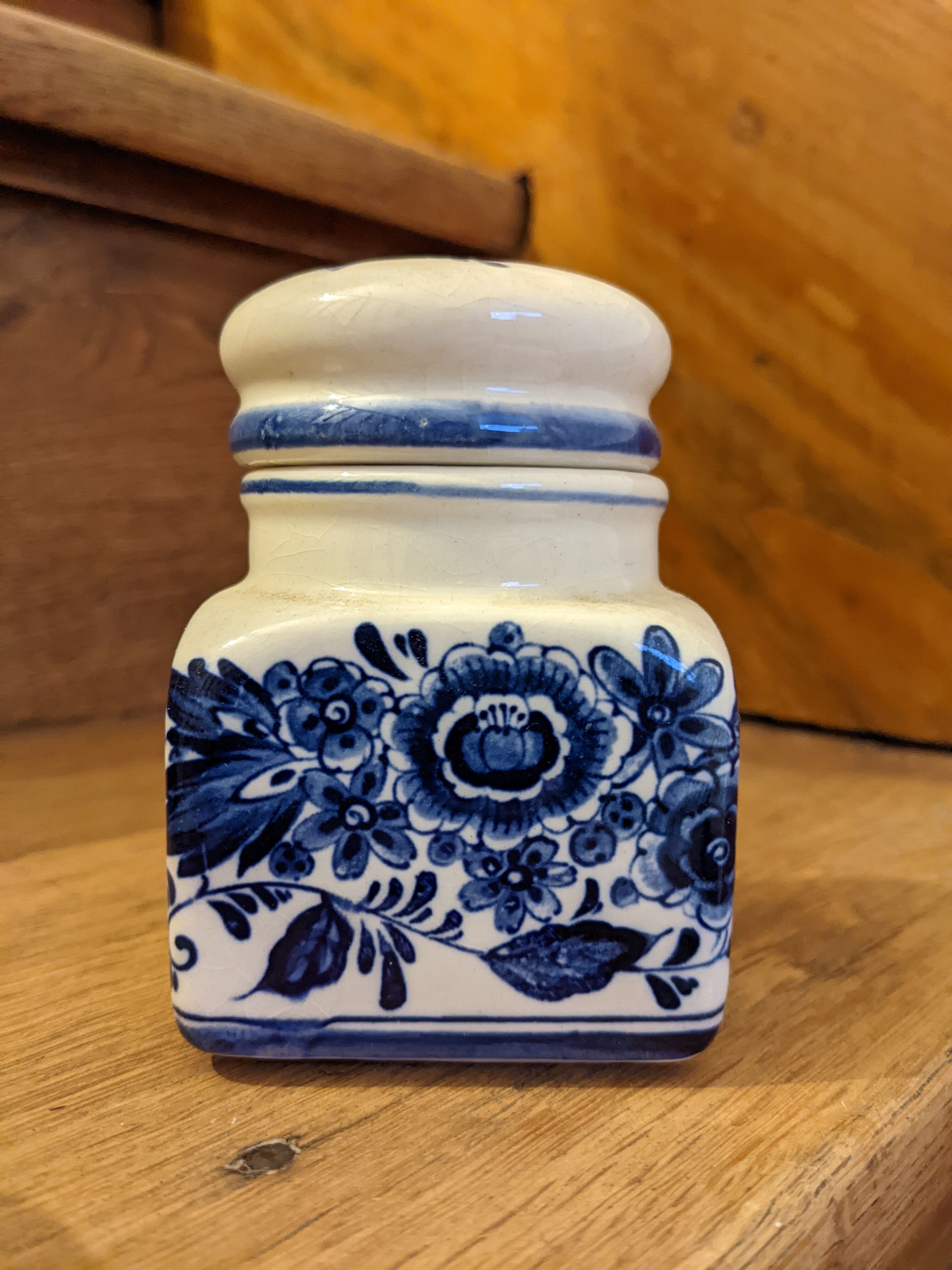 Blue apothecary pot hand-painted porcelain