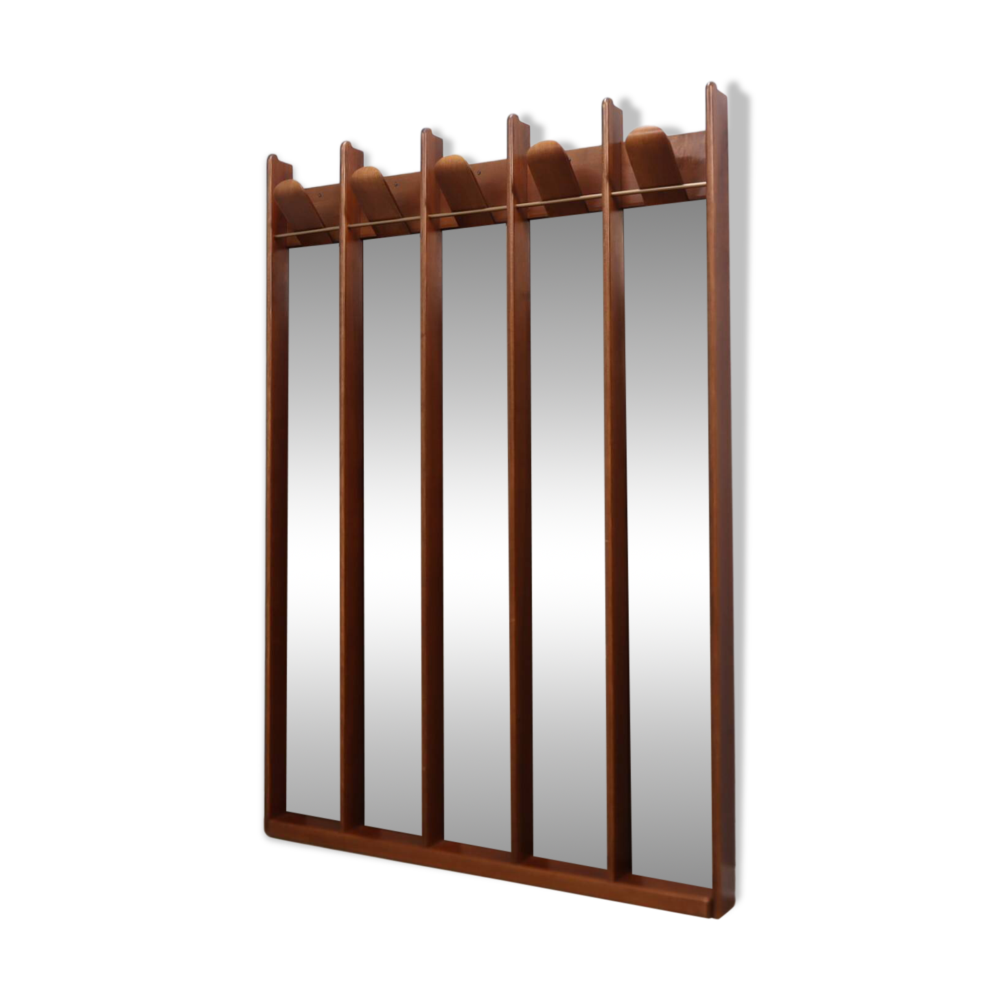 Vintage 1970s La Moderna Wood Entryway coat rack with mirrors