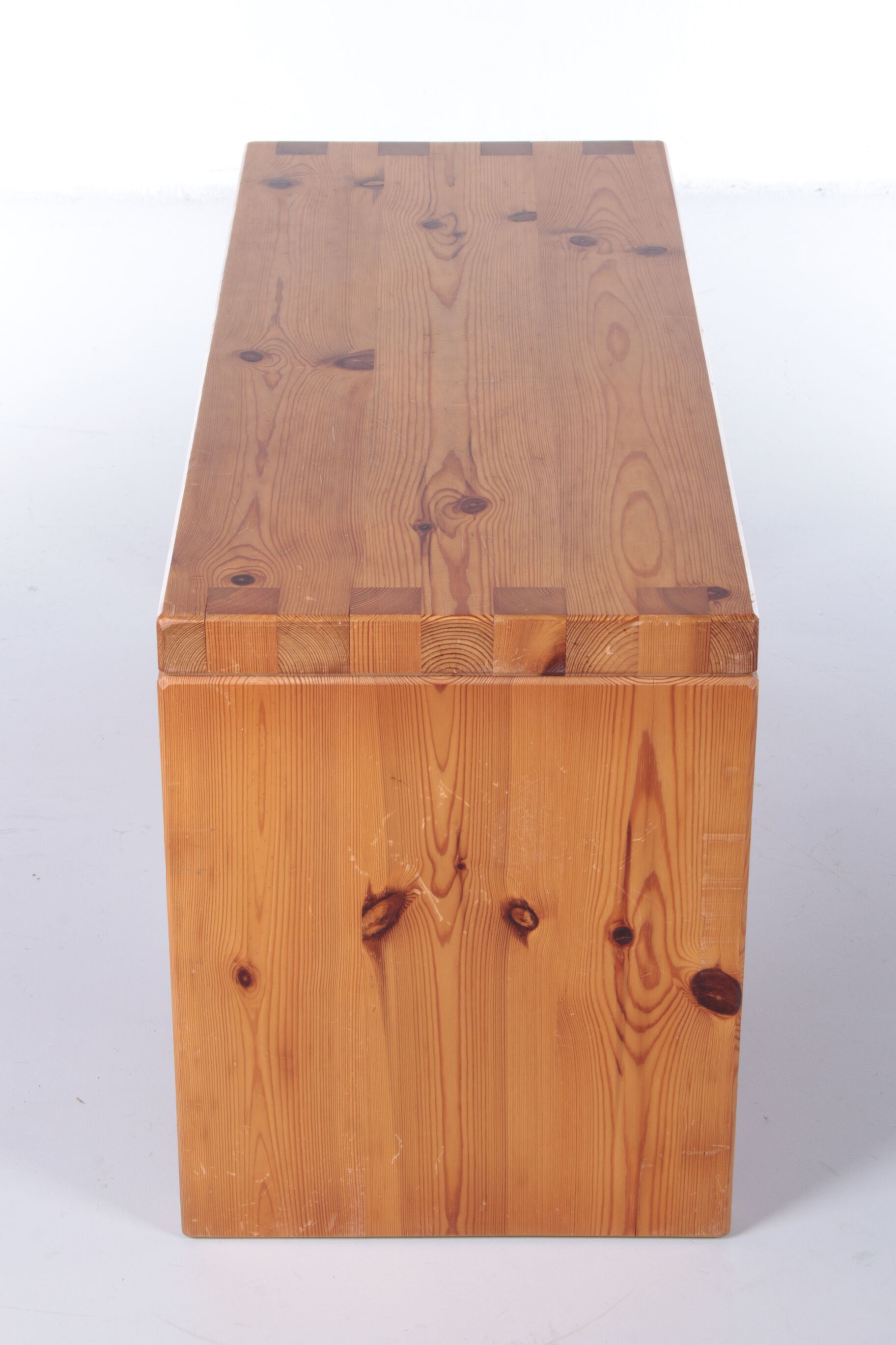 Vintage pine wood sidetable and or bench by Aksel Kjersgaard Odder Denmark