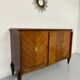 Antique art deco sideboard from the 1930s with veneered wood and bronze insert