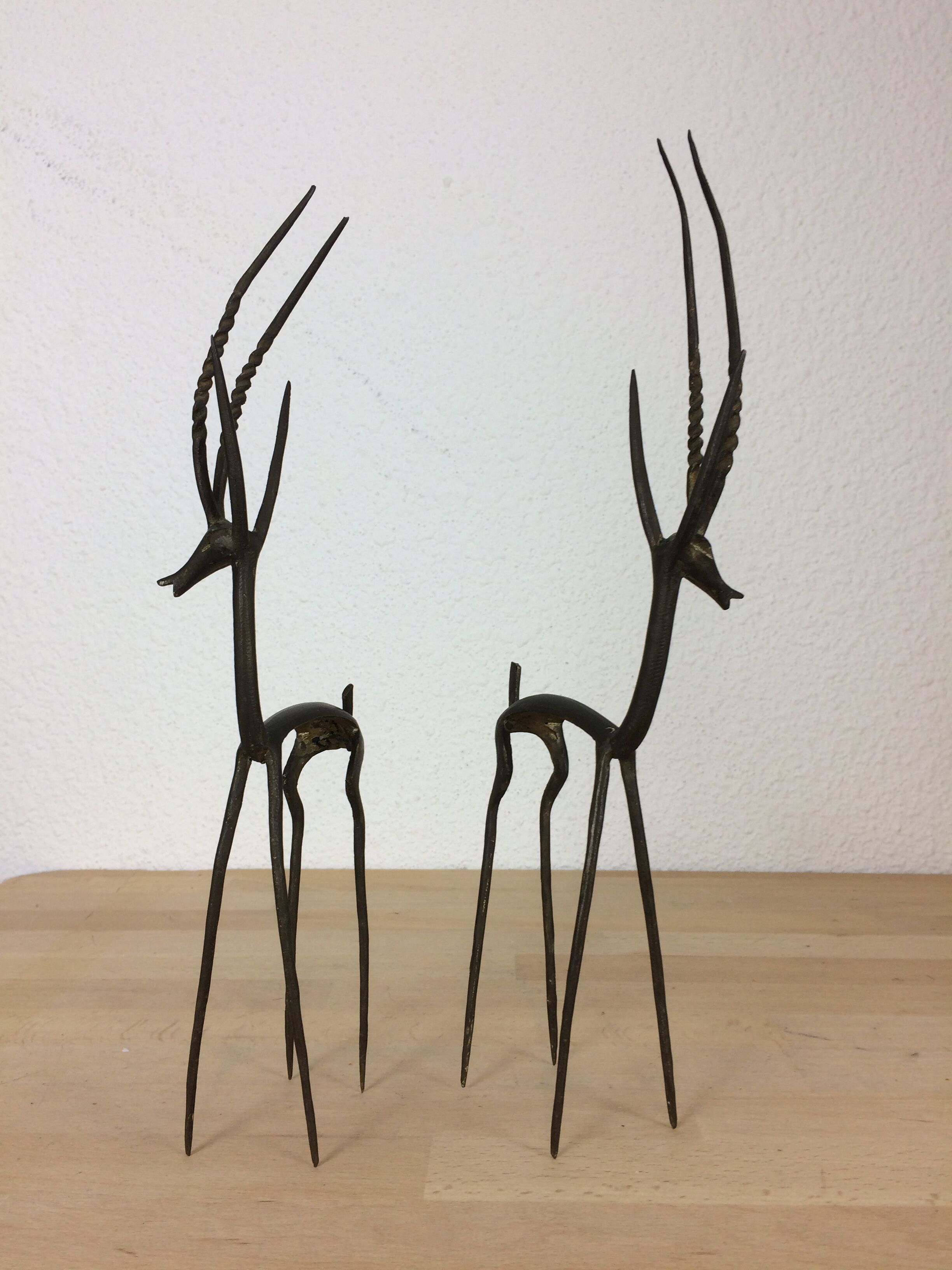 Brass gazelle duo, African art