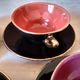 4 cups tea or coffee in the 1950s, color mugs, black and Golden NET