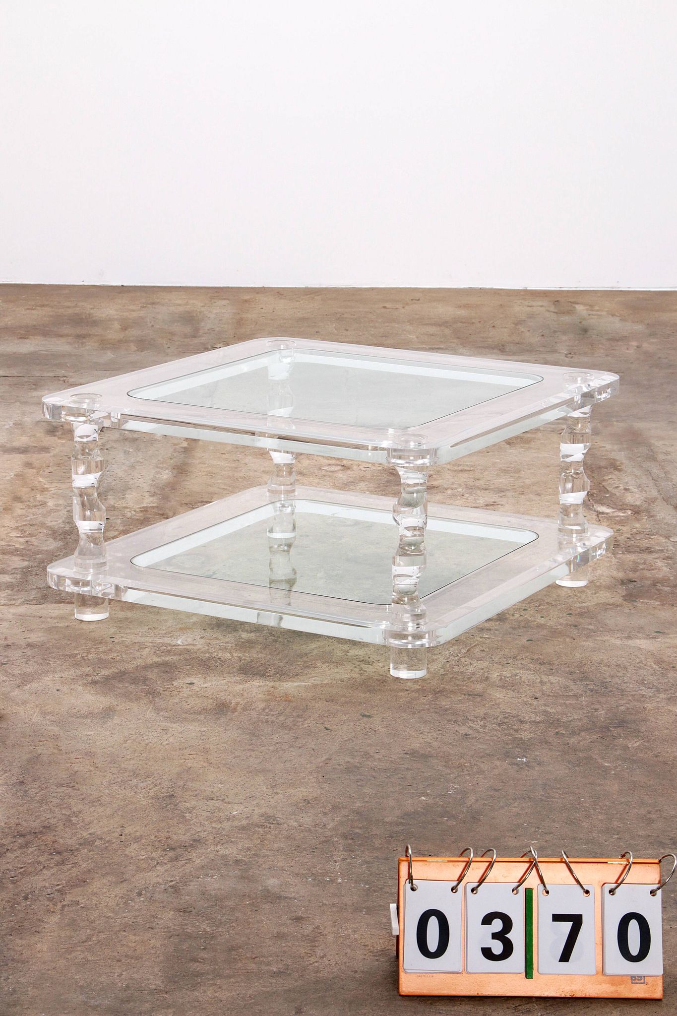 French Coffee Table Lucite and Glass Maison Romeo, 1970s