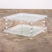 French Coffee Table Lucite and Glass Maison Romeo, 1970s
