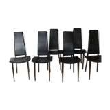 Lot of 6 black chairs leather and chrome Lapalma