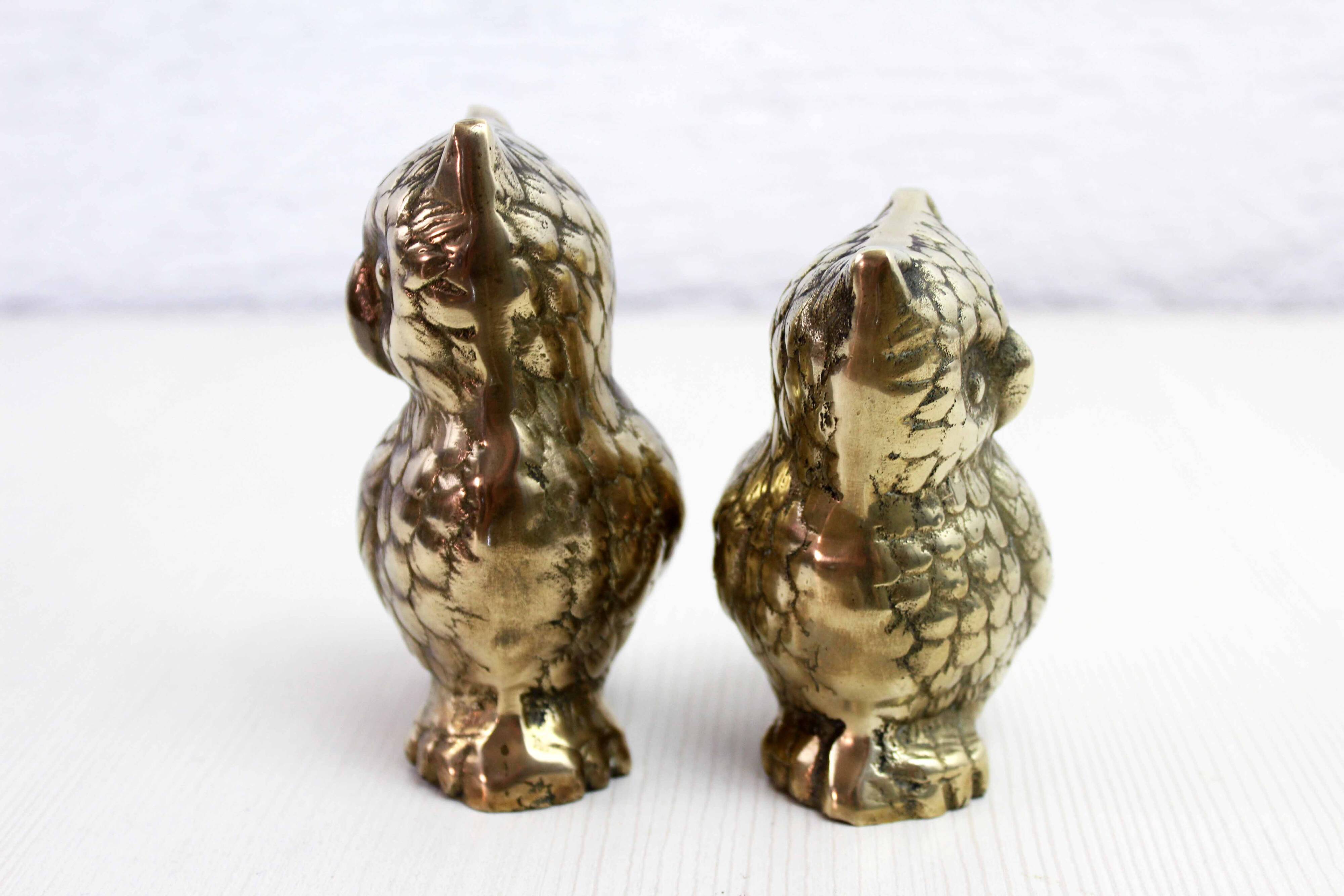 Duo of brass owls