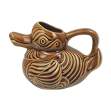 Brown duck-shaped jug in ceramic Sarreguemines