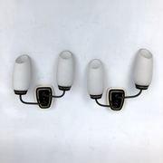Mid-century Italian brass and opaline glass sconces. Set of two