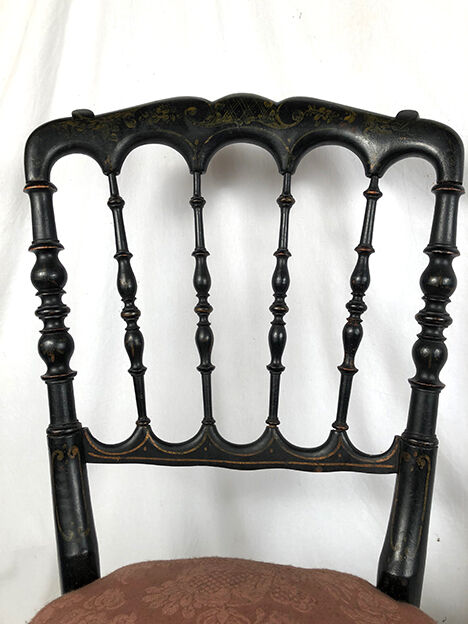 Pair of blackened wooden chairs Napoleon III era