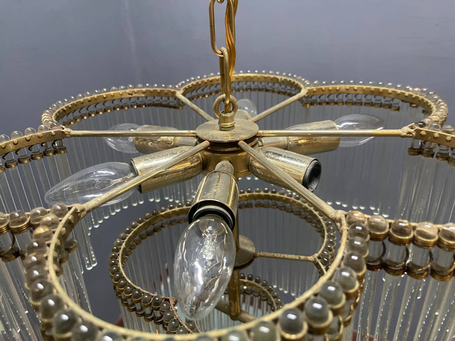 Murano Glass Rod Chandelier 1960’s 