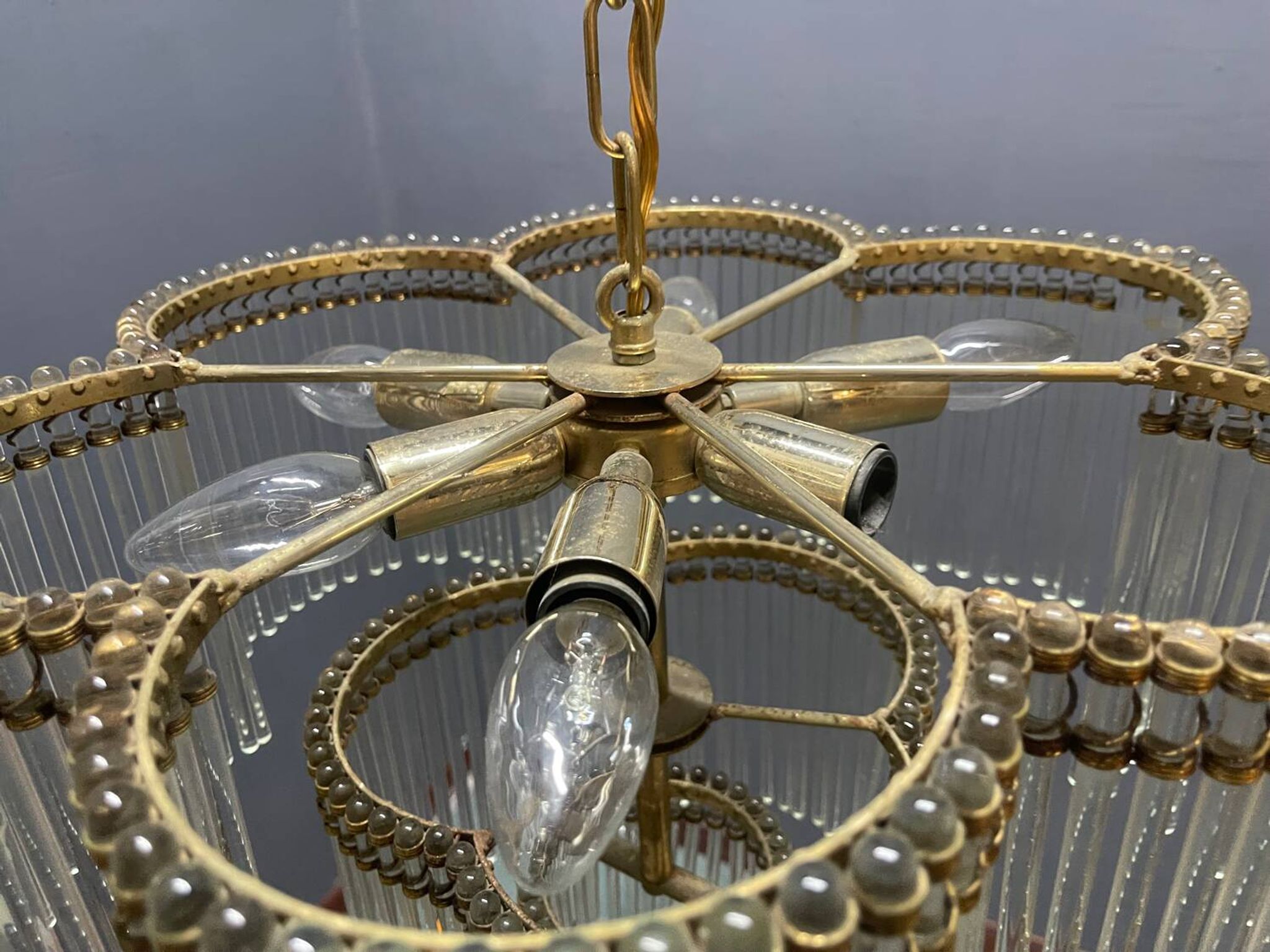 Murano Glass Rod Chandelier 1960’s 