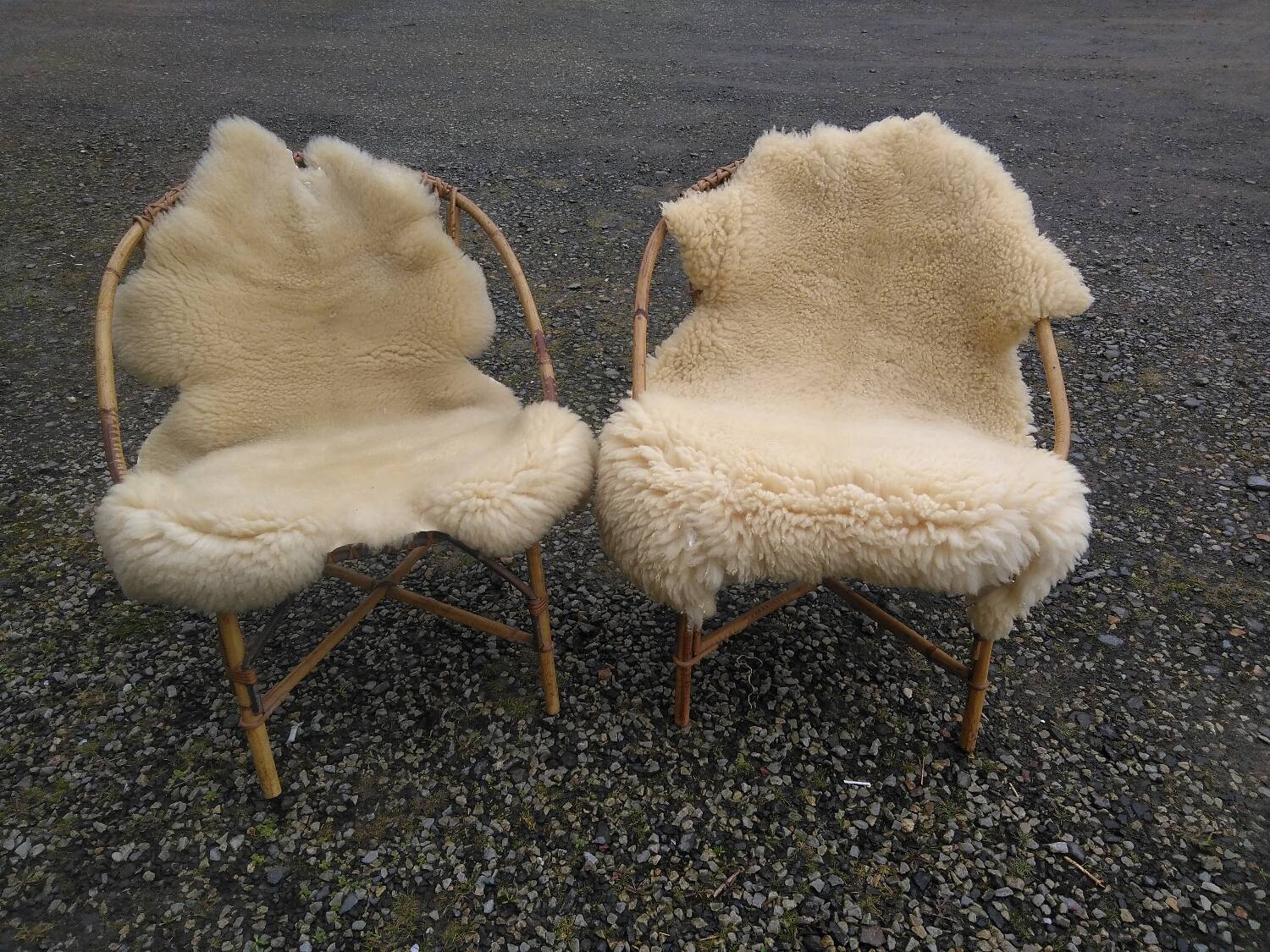 Two vintage sheepskins.