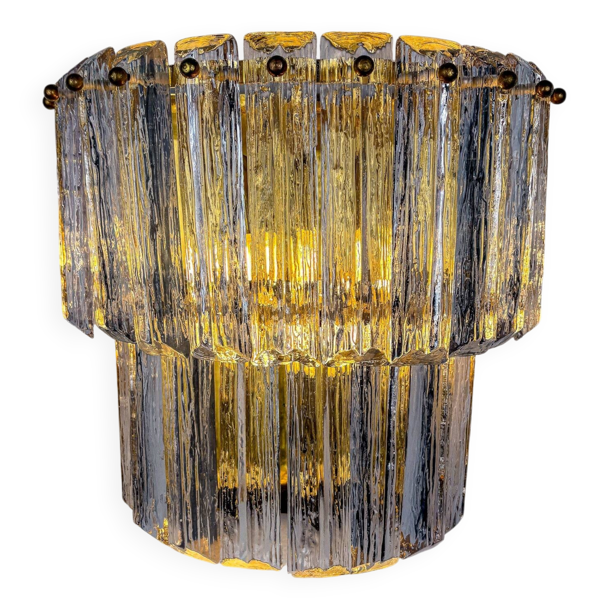 Two-tier frosted Murano glass wall sconce, Italy, 1970s