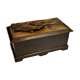 Vintage carved wooden box of a mountain landscape in relief