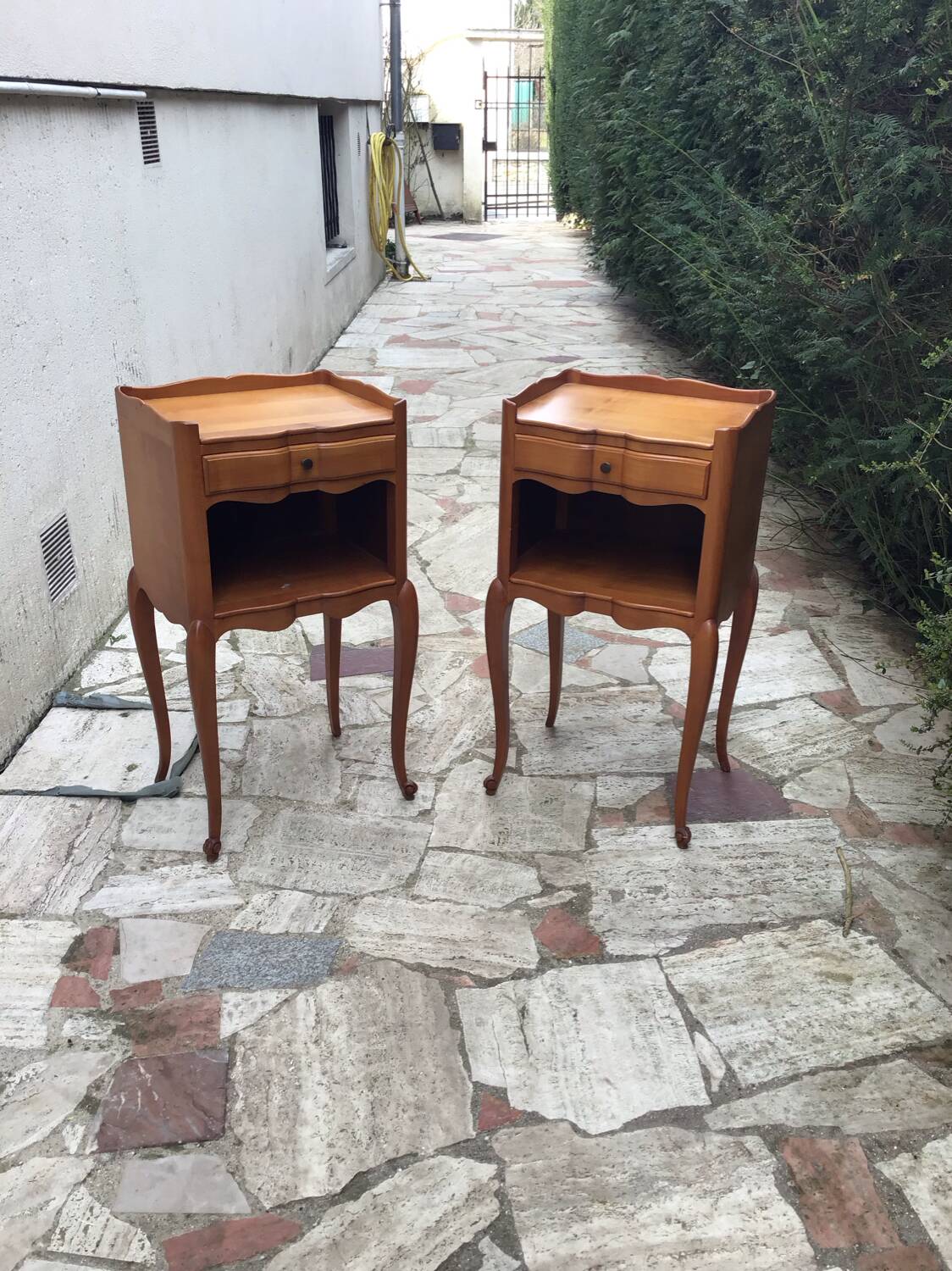 Pair of Louis XV style bedside tables in solid wood