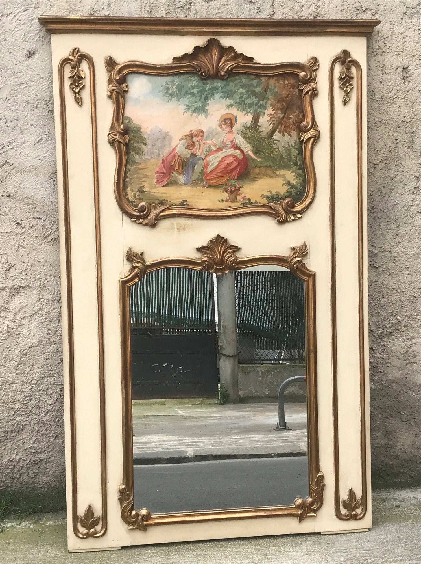 Trumeau Parquet Mirror Gallant Scene Late 19th