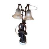 Art Nouveau lamp signed Rousseau – Large woman sculpture –