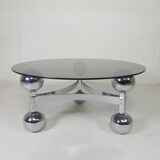 Space Age Sputnik coffee table, with a 1970s chrome base