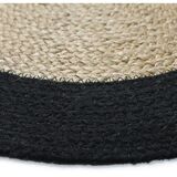 Carpet jute and round cotton black beige 70 cm