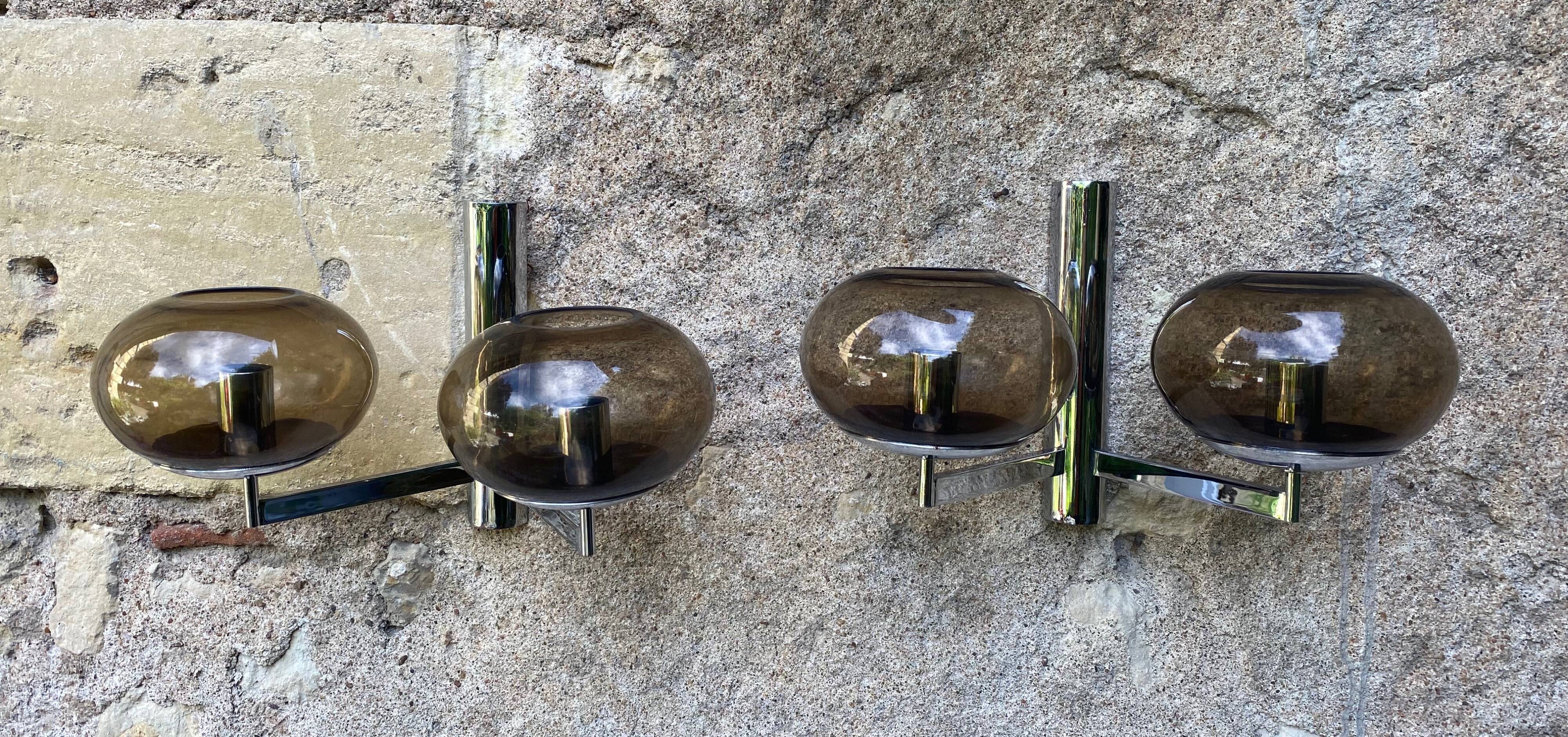 Pair of Amilux space age wall lights, 1970s