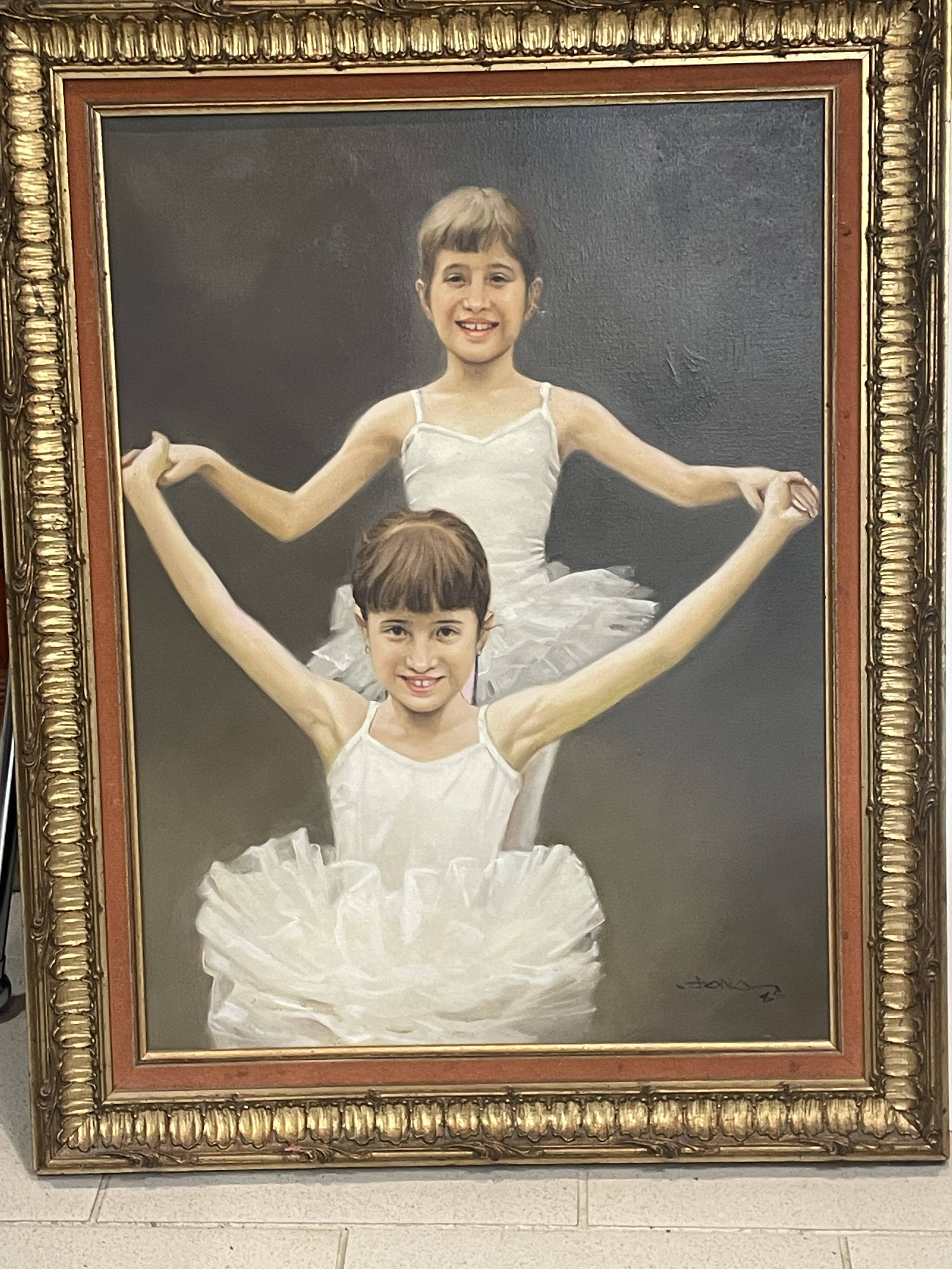 Painting on canvas, airbrush? young dancer in tutu, to be identified
