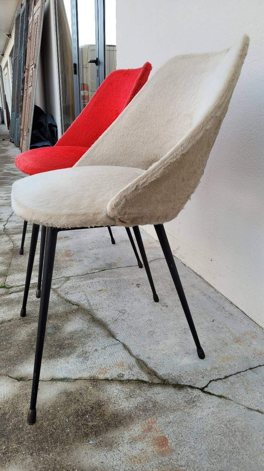 Pair of vintage "Moumoute" chairs -1950s