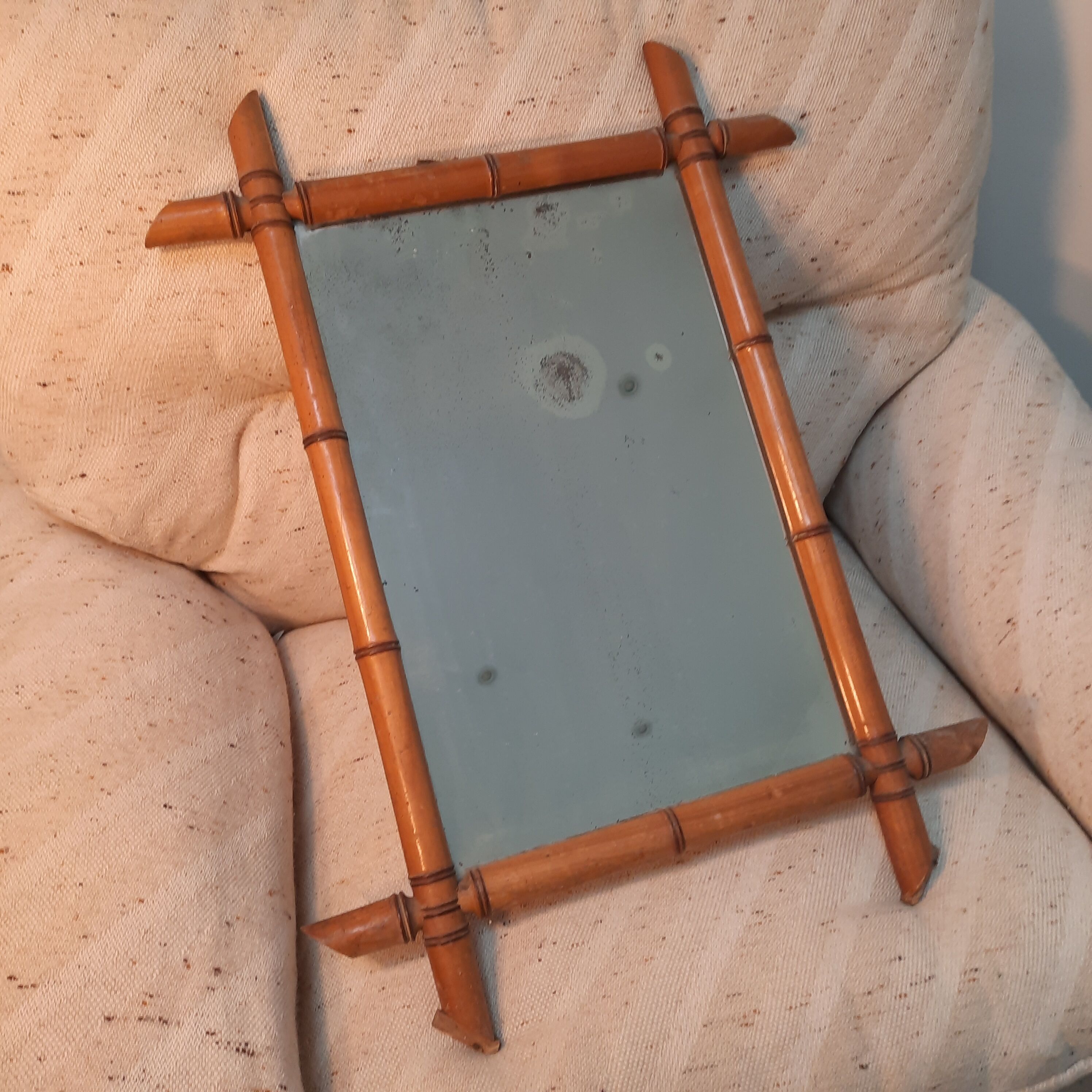 Old mirror Bamboo circa 1950 47x63cm