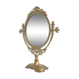 Brass table psyche mirror