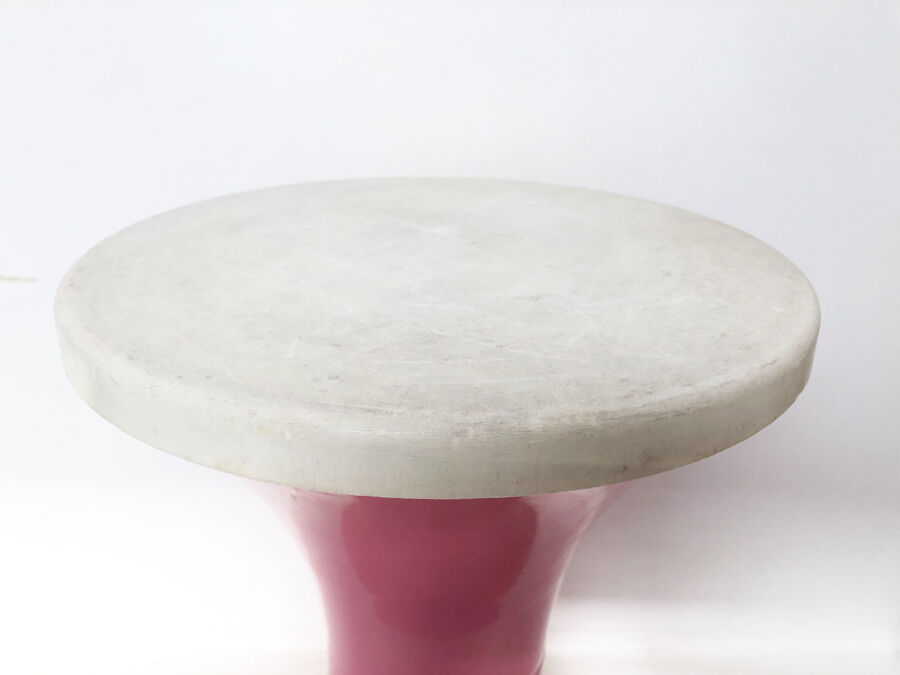 Pink and white "Tam Tam" stool, 1970