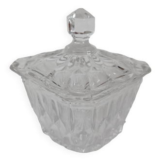 Clear glass sugar bowl