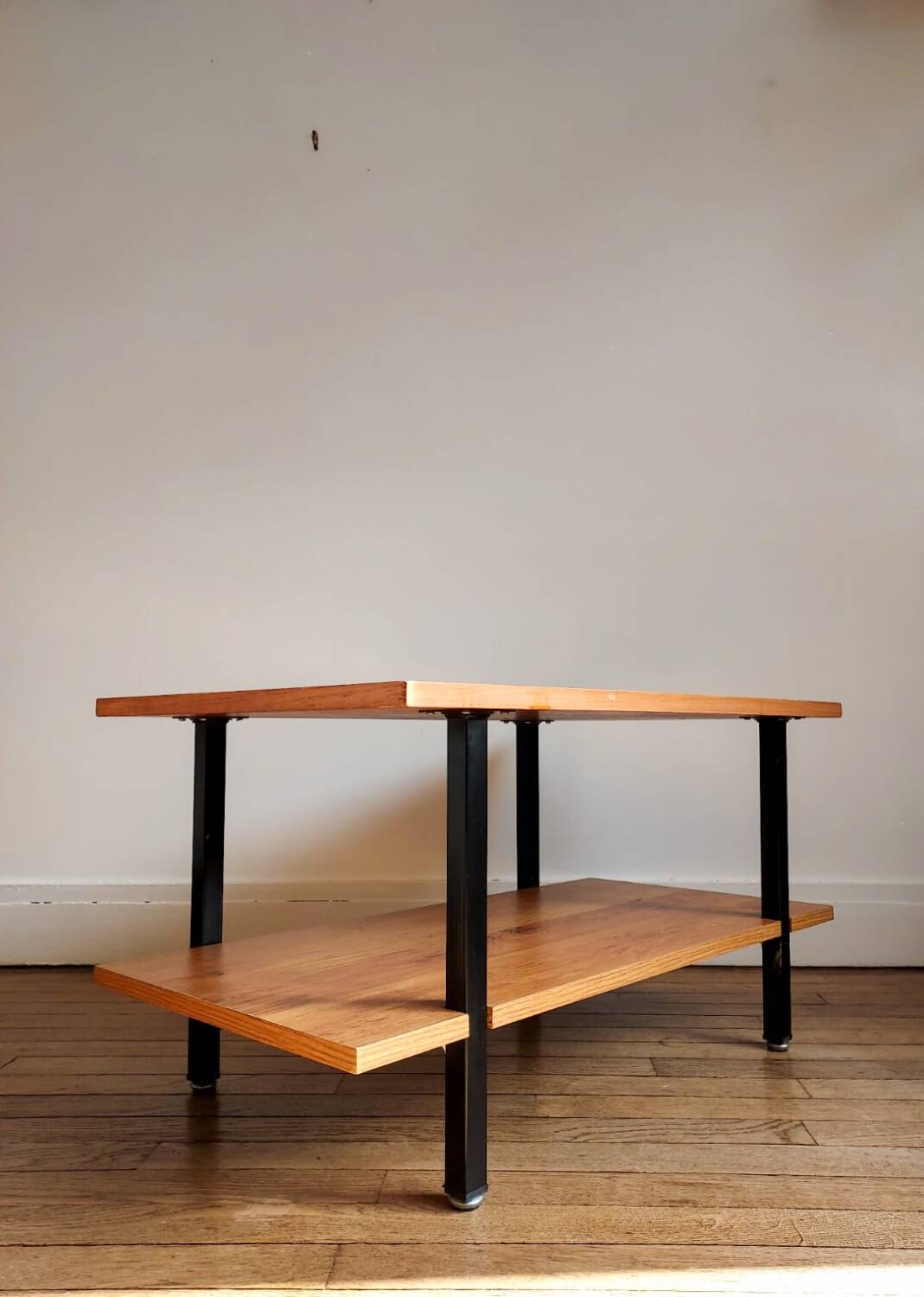 Wooden coffee table, double shelf