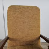 Fauteuil inclinable en bois et tissu des années 70