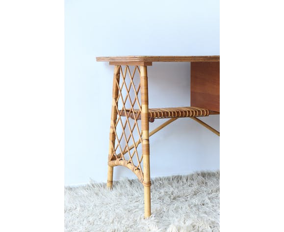 Louis Sognot rattan desk from the 50s