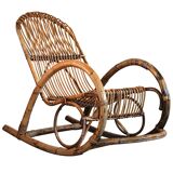 Rocking chair in bamboo and rattan, 1950