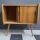 1960s blond wood wardrobe with 2 sliding doors