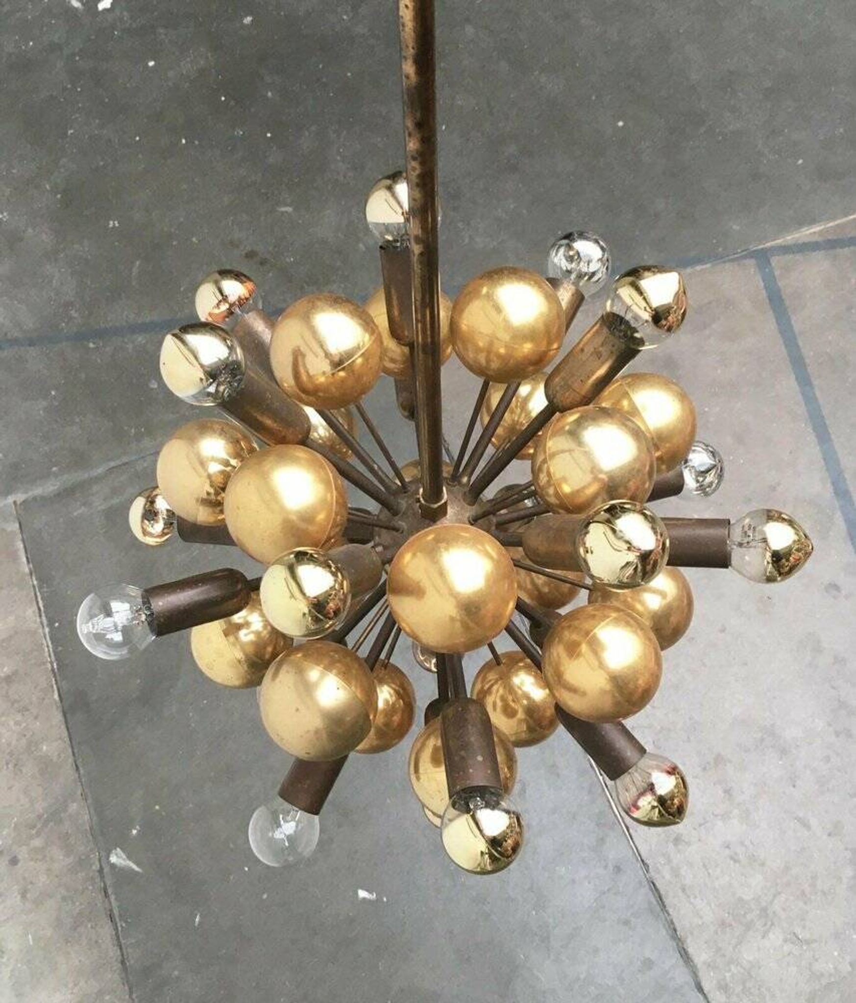 Atomic Brass Ceiling Suspension by Dorothee Becker for Cosack, 1970s.