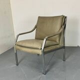 Modernist Mid Century Walter Knoll steel and leather lounge chair