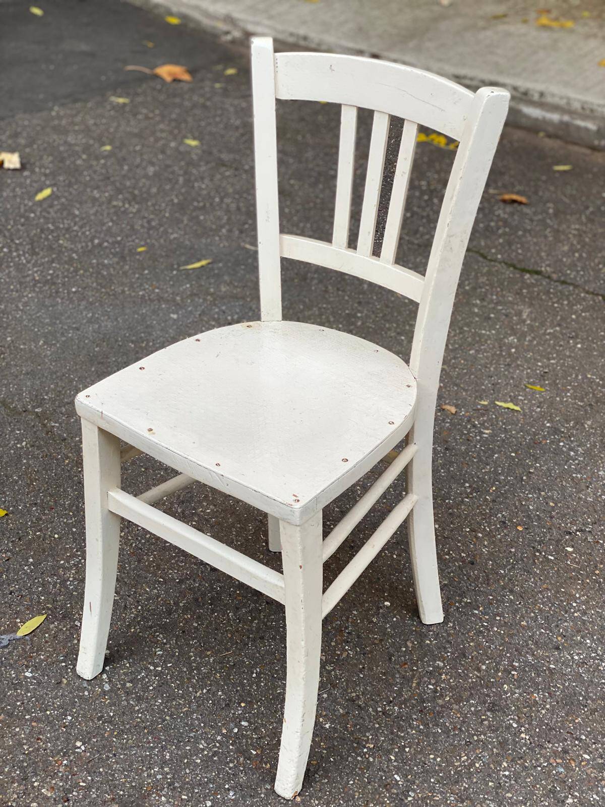 Scandinavian bistro chair made of wood, repainted white