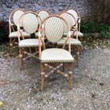 Ensemble de 6 chaises de terrasse " bistrot" en rotin naturel.
