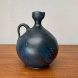 Vintage German brutalist studio pottery vase carafe by Gerhard Liebenthron, 1980.