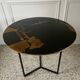 Side table, pedestal living room table, end table, round tray vintage Chinese decor