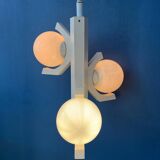Mid-century white bony design pendant lamp with opaline glass shades