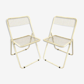 Paire de chaises pliantes « Ted Ned » blanches par Niels Gammelgaard