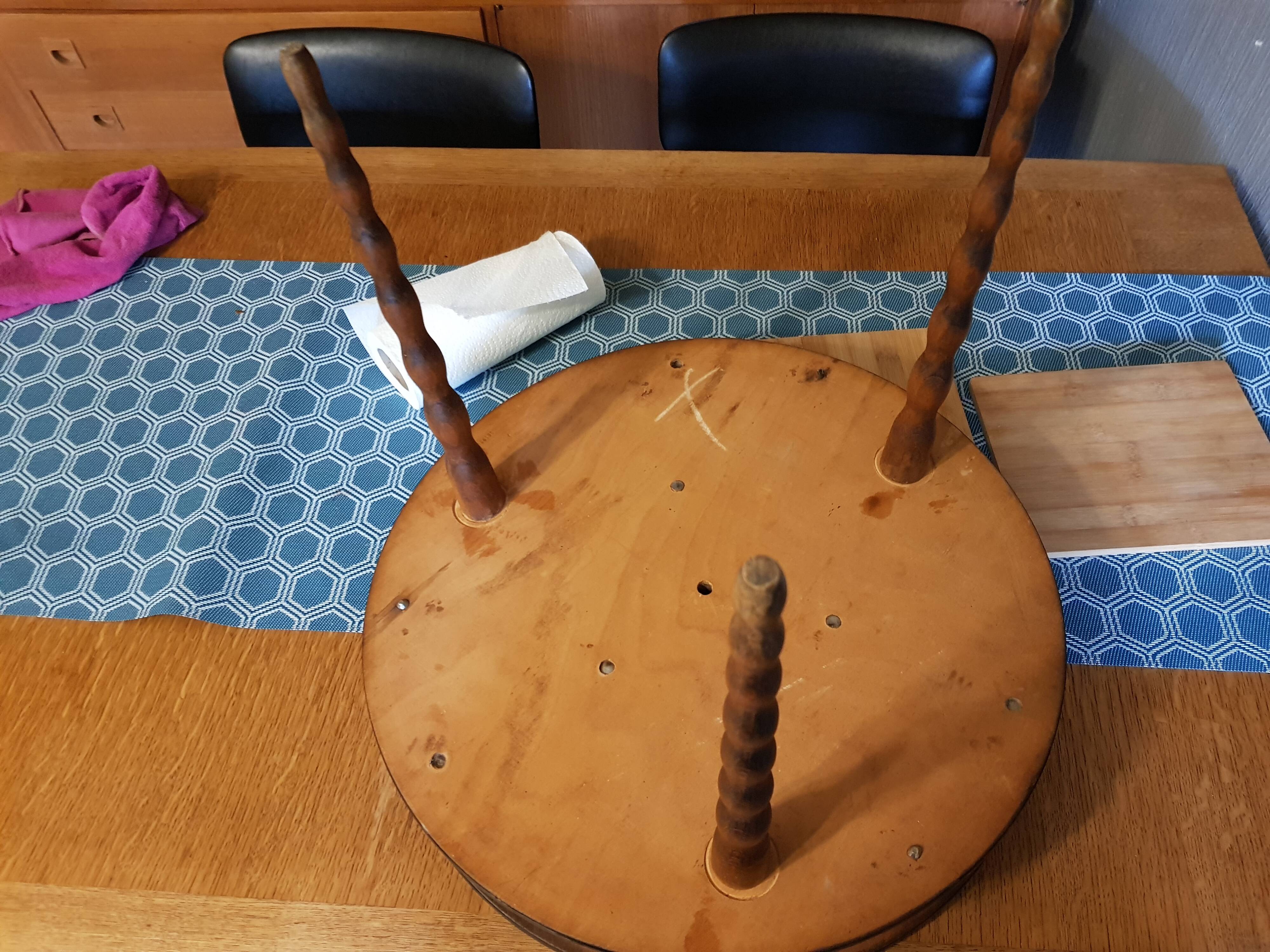 Table tripod vintage worker drawers turned legs