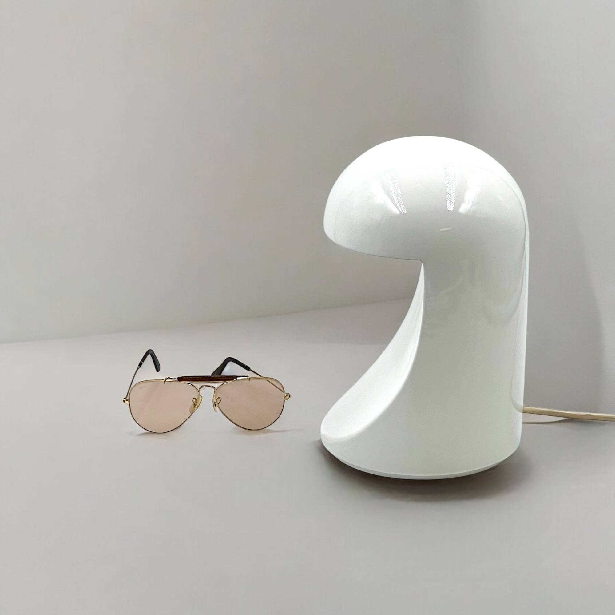 Iconic 60s Design Ceramic Lamp 'Longobarda' by Marcello Cuneo for Gabbianelli, Large Size in White