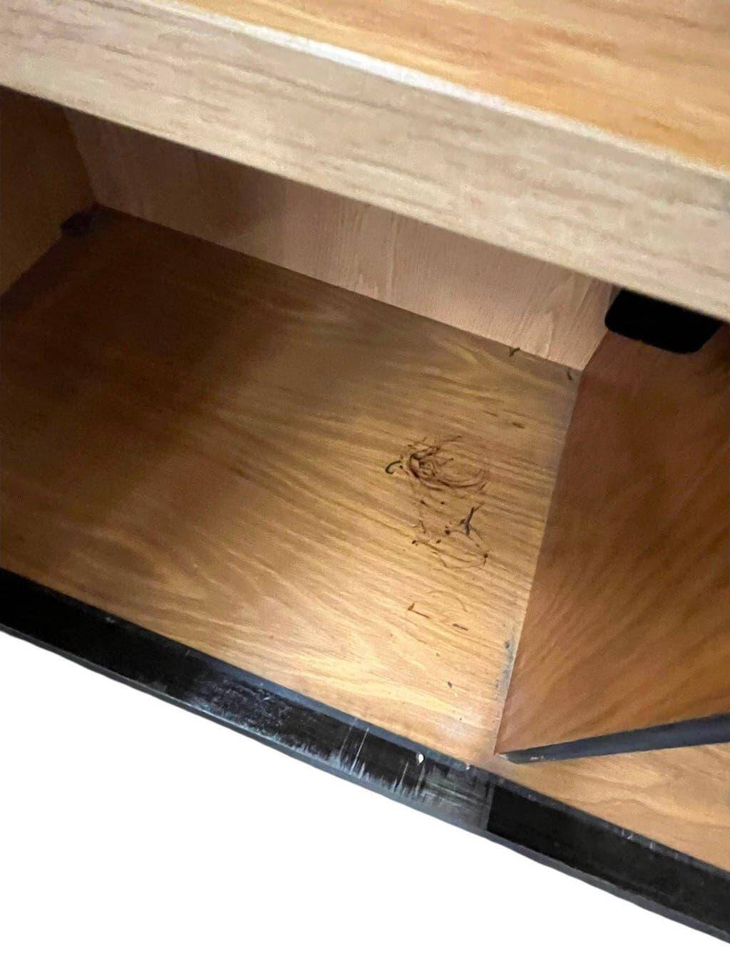 Vintage brutalist buffet/bar/dark wood sideboard
