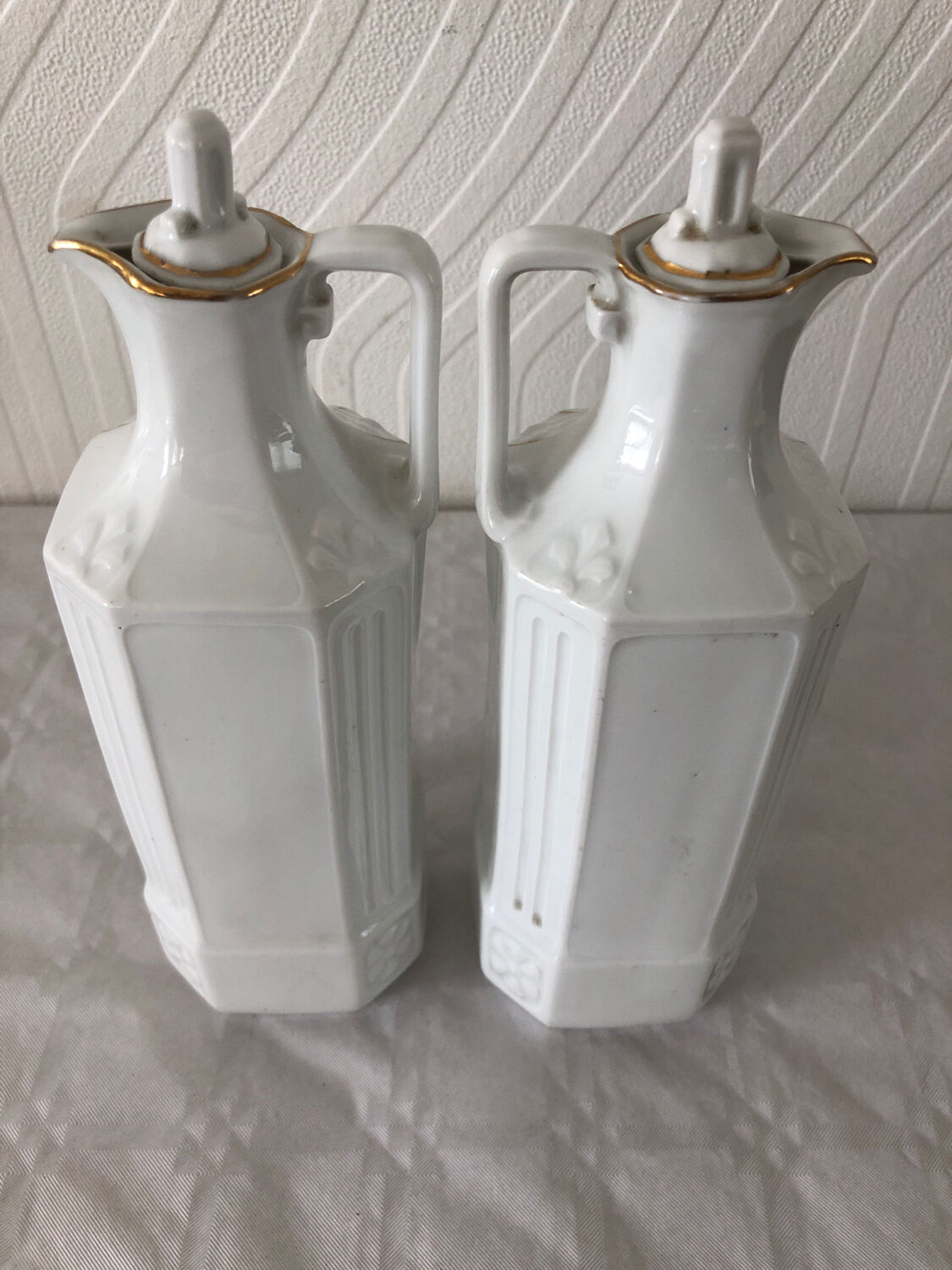 2 old bottles of oil and vinegar made in slovakia
