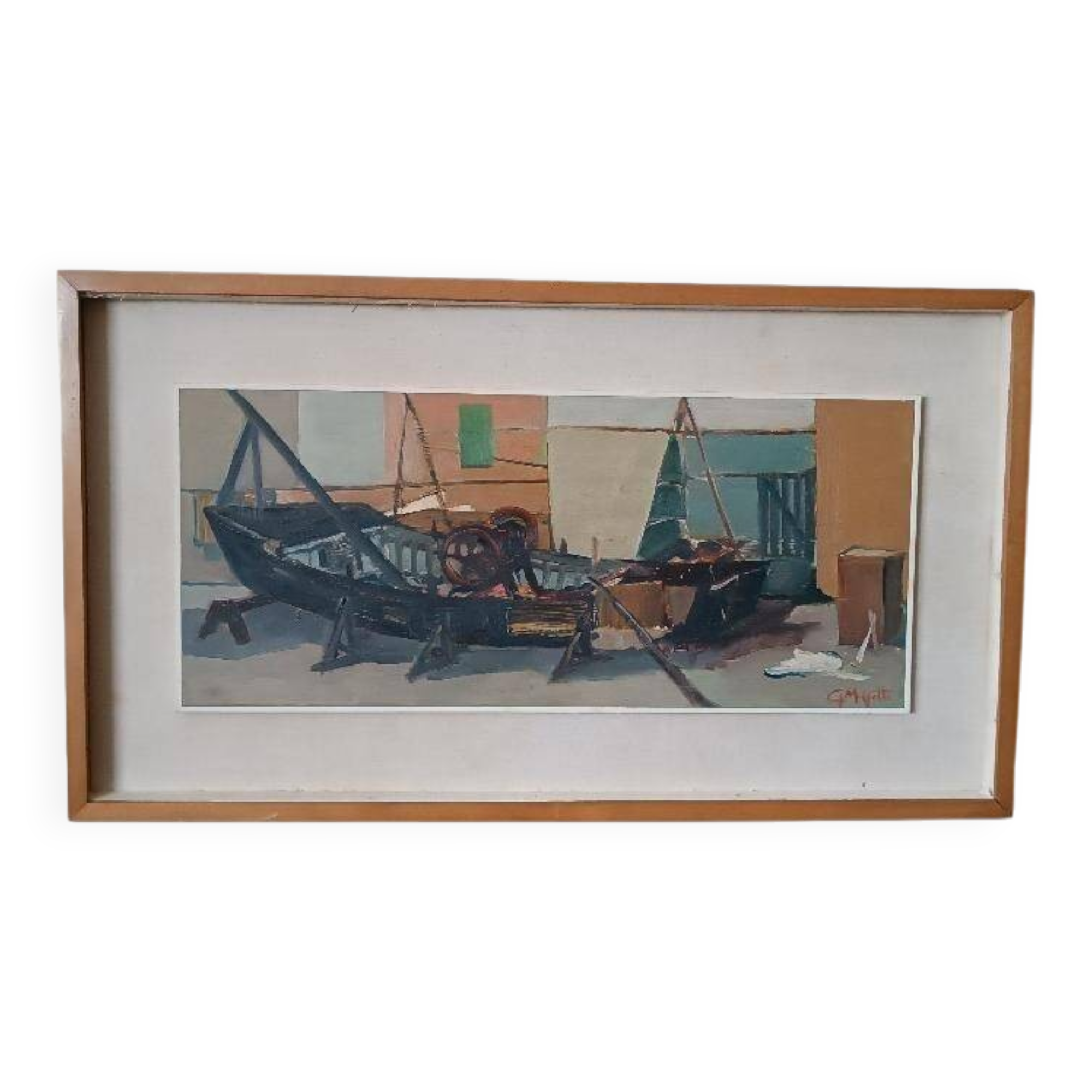 Marine painting oil on panel signed 50s/60s