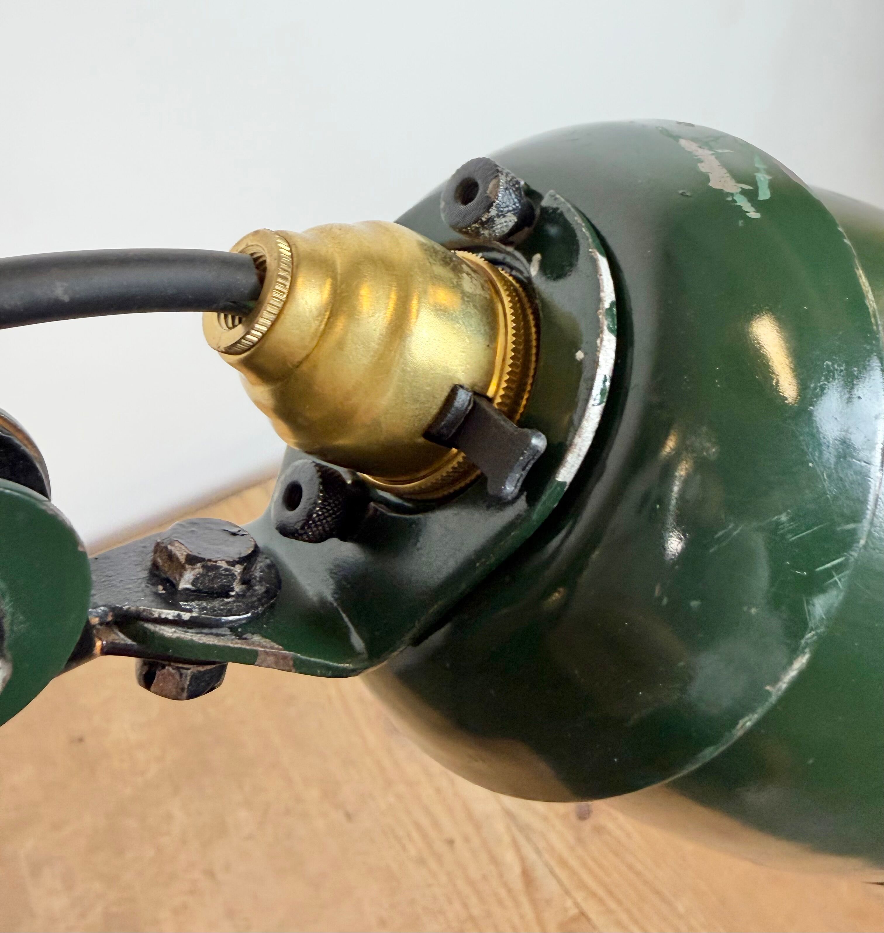 Industrial Green Enamel Adjustable Table Lamp, 1960s