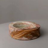 Vintage Onyx Stone Ashtray, solid green-beige-brown marbled, Italian design, 1970s retro decor
